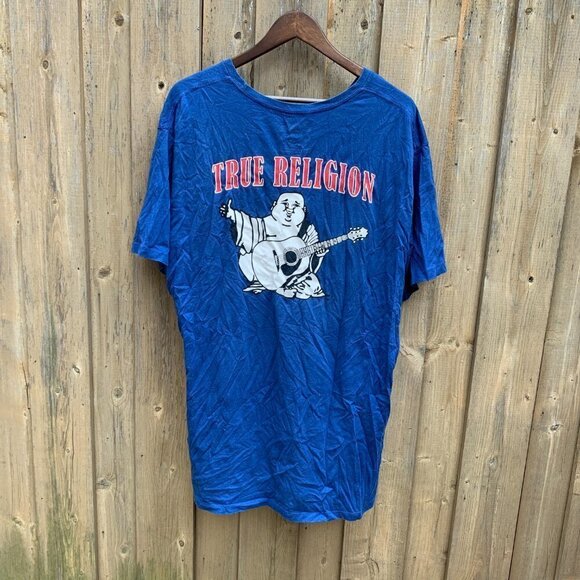 True Religion BIG LOGO T Shirt XXXL Blue - Picture 3 of 4